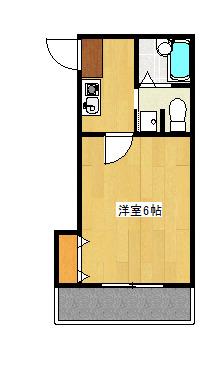 シティハイツ相模大野(1K/3階)の間取り写真