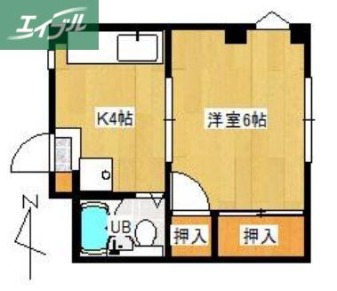 フクダコーポ(1K/3階)の間取り写真