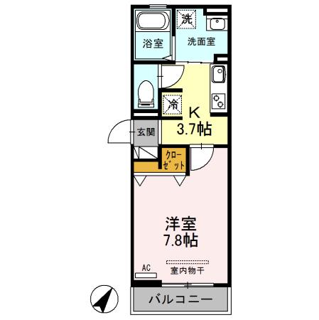 CASA白金(1K/1階)の間取り写真