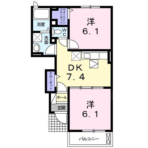 クリザンテーム(2DK/1階)の間取り写真