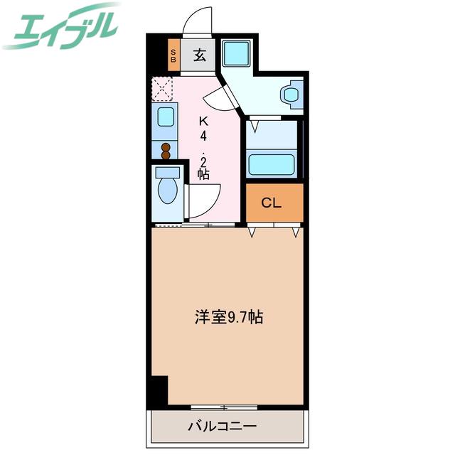 LA BRISEE四日市(1K/3階)の間取り写真