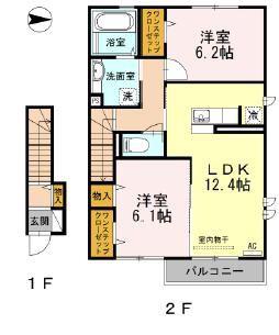 プレジオA(2LDK/2階)の間取り写真