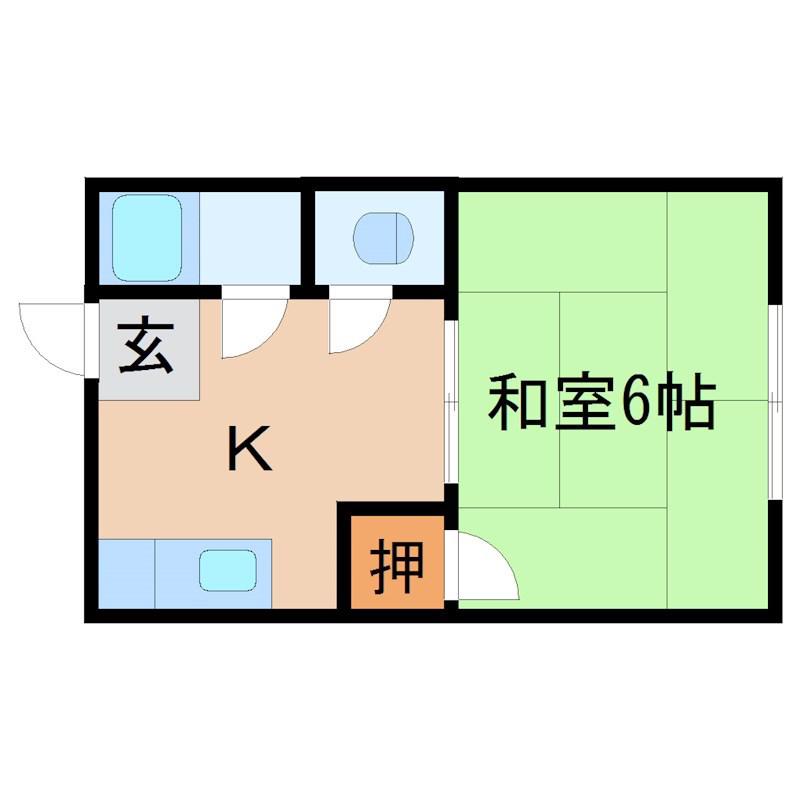 ハイツ若杉(1K/2階)の間取り写真