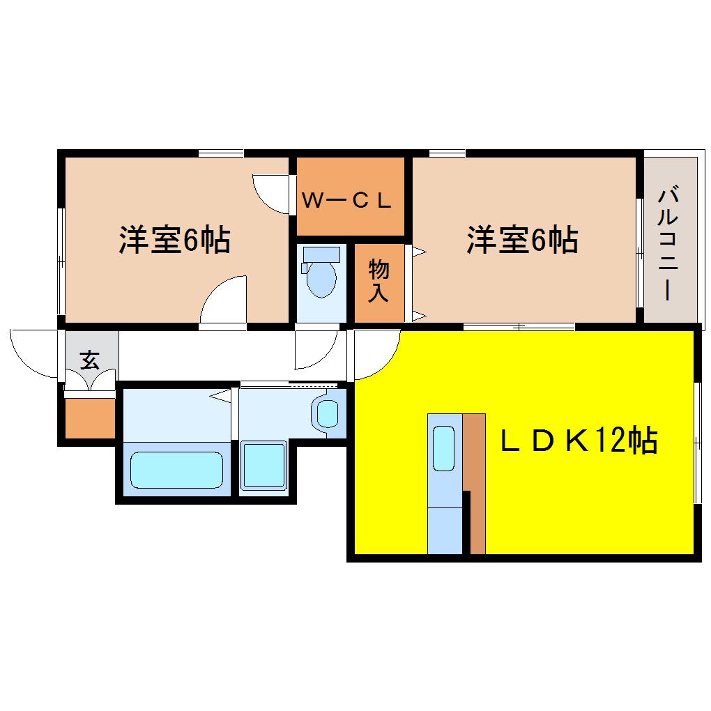 フィオーレ(2LDK/1階)の間取り写真