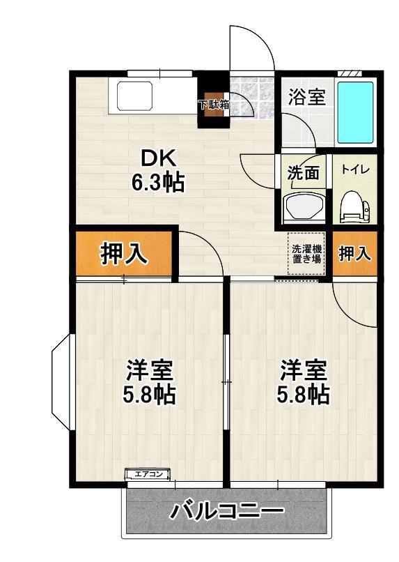 サンパレスオトロ(2DK/1階)の間取り写真