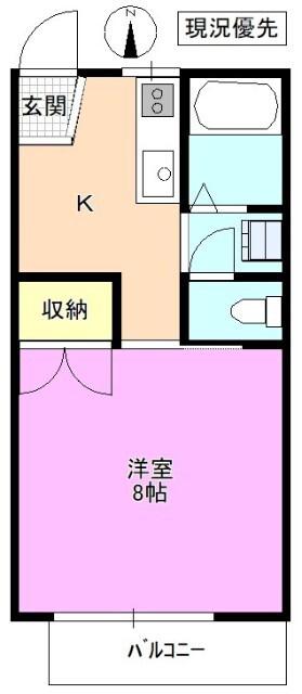 フォーブルジョイ(1K/1階)の間取り写真