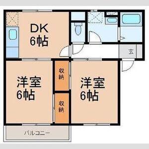 プラドール西小二里(2DK/2階)の間取り写真