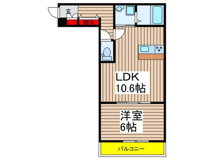 CARO志木(1LDK/2階)の間取り写真