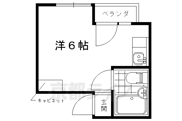 未麗仁和寺(ワンルーム/2階)の間取り写真