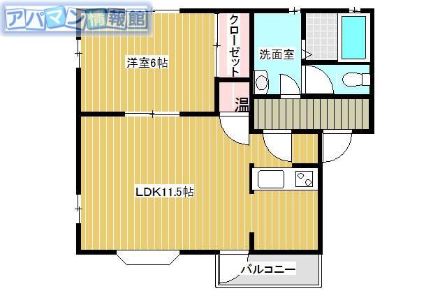レンテム小針(1LDK/1階)の間取り写真