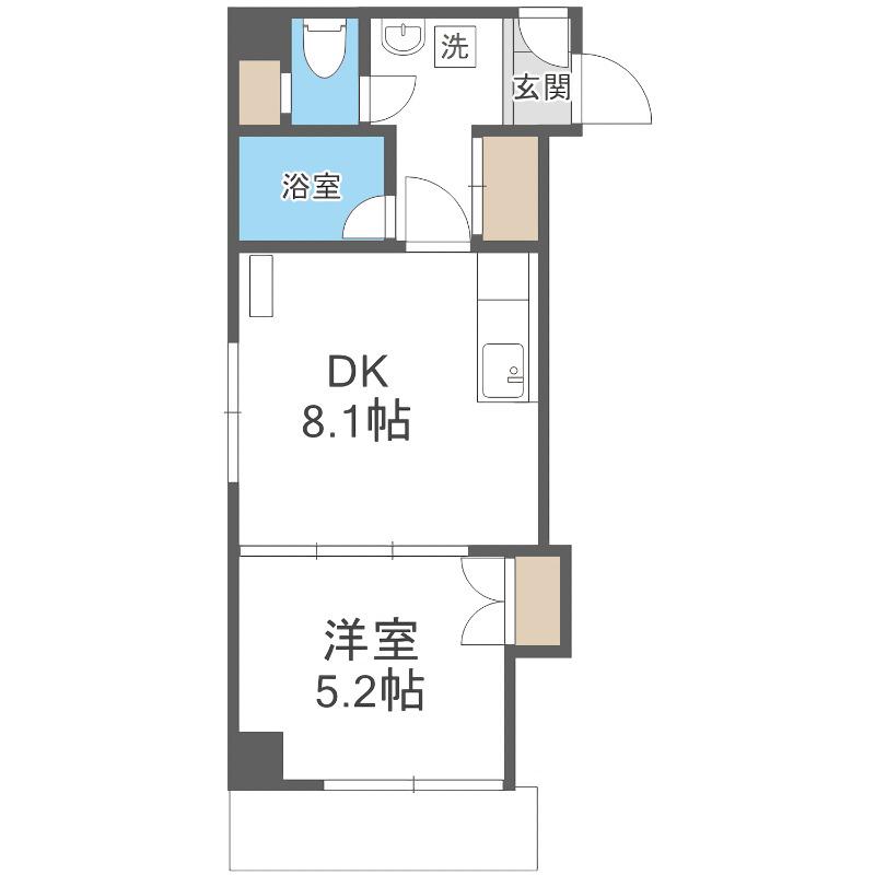 ノースパレス栄通(1DK/2階)の間取り写真