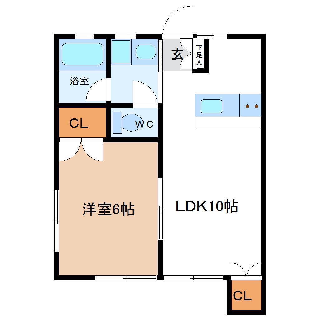 タウンハウス横塚(1LDK/1階)の間取り写真