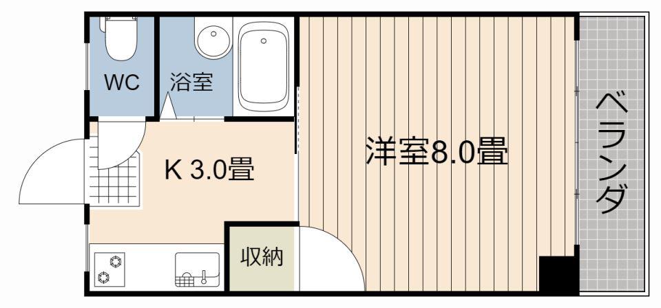 レジデンス中央(1K/3階)の間取り写真