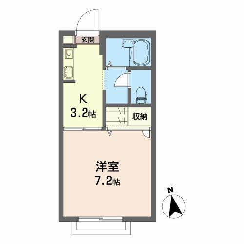 シャーメゾン詩歌の森A(1K/2階)の間取り写真
