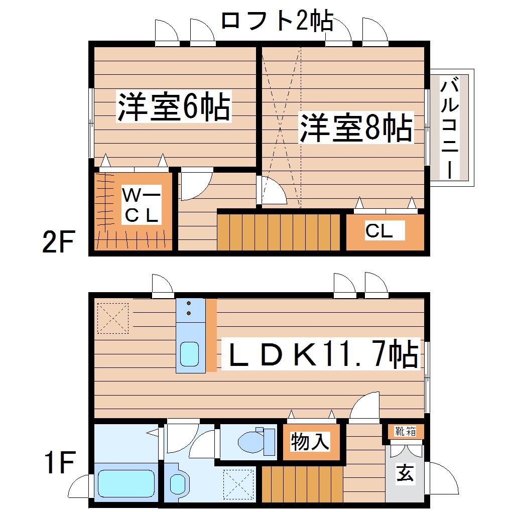 ヒバリーヒルズIII(2LDK/1階)の間取り写真