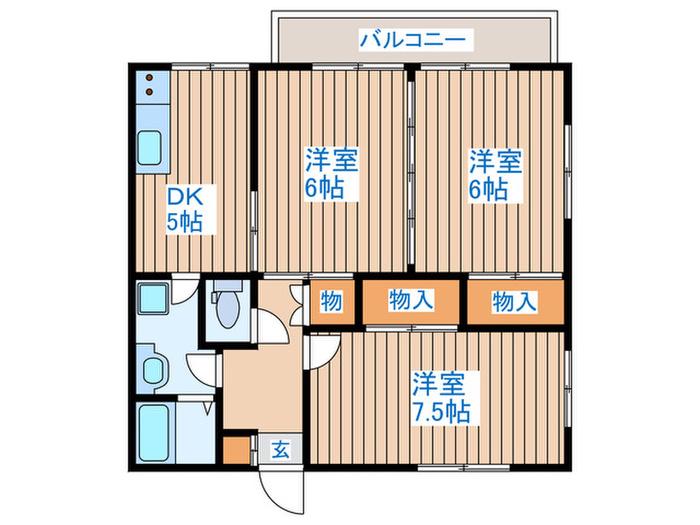 クレスト南仙台II(3DK/2階)の間取り写真