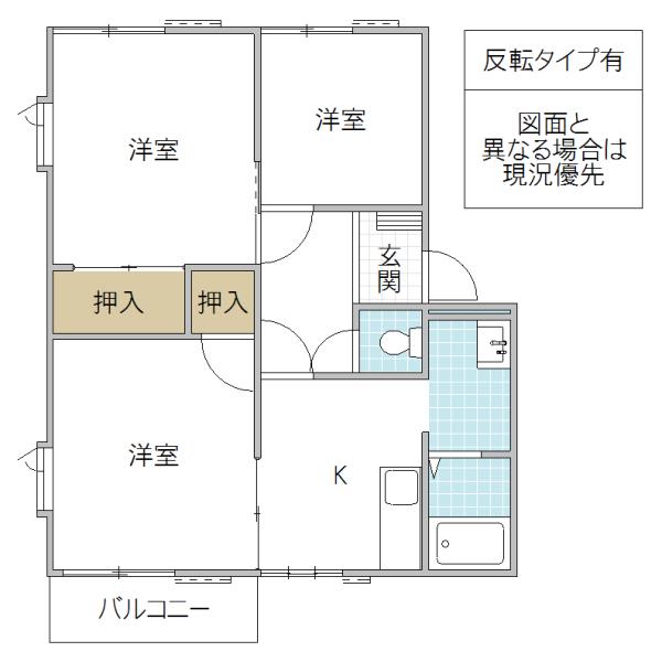 CASA SKT B棟(3K/1階)の間取り写真