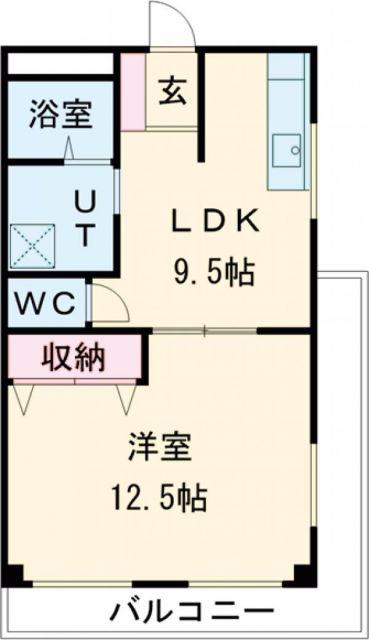 ニュー双葉マンション1号棟(1LDK/2階)の間取り写真