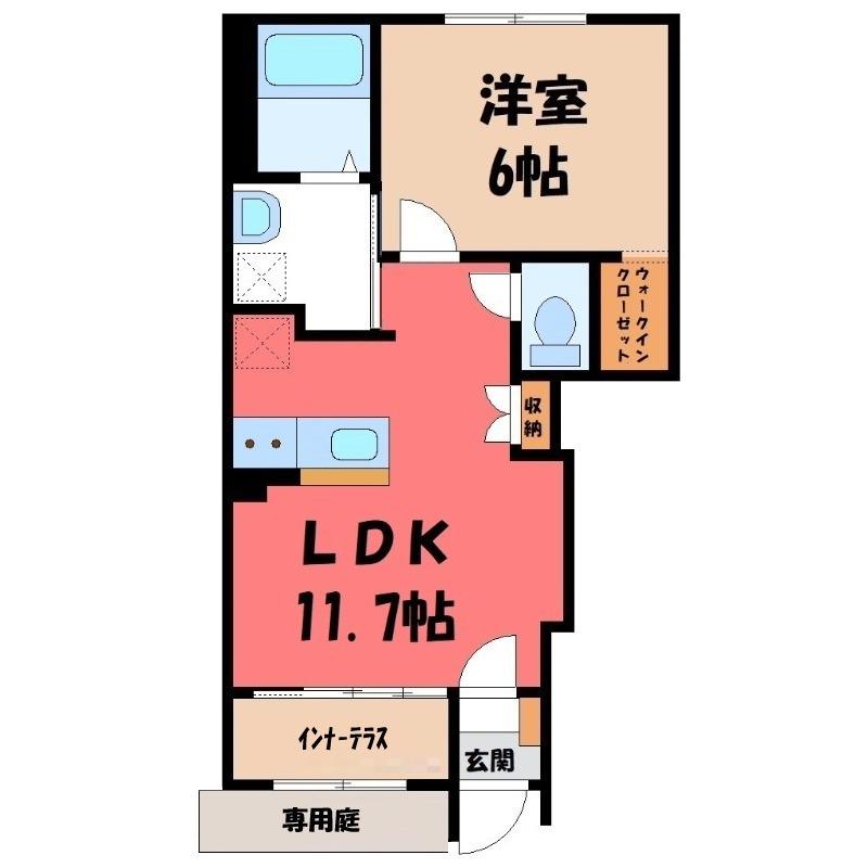 ロコ テラス(1LDK/1階)の間取り写真