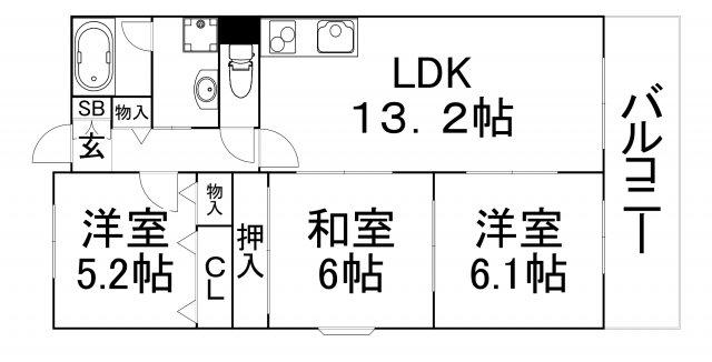 アルカディア(3LDK/3階)の間取り写真
