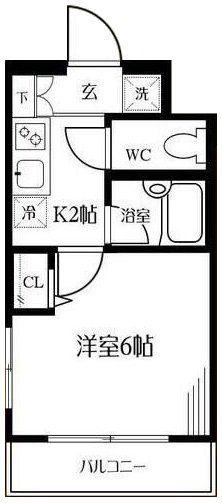 ガーデンヒルズ西大口(1K/2階)の間取り写真