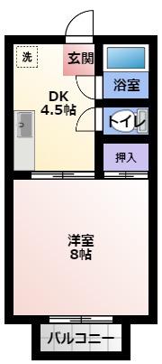 シティコーポすずらん2(1DK/2階)の間取り写真