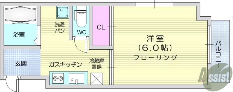 ケーツービル(1K/3階)の間取り写真