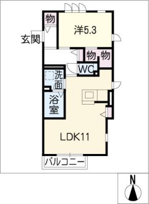 LUMINOUSS棟(1LDK/1階)の間取り写真