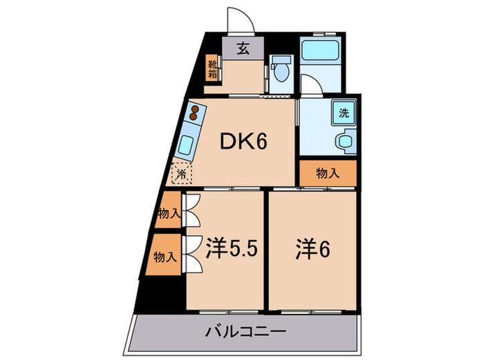 第6たちばなビル(2DK/3階)の間取り写真