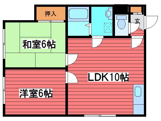 月寒ハニーグリーン(2LDK/1階)の間取り写真