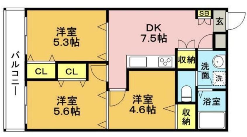 PEACE COURT(3DK/2階)の間取り写真