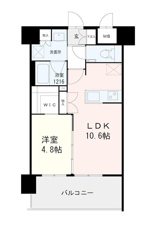 パークスクエア比恵(1LDK/5階)の間取り写真