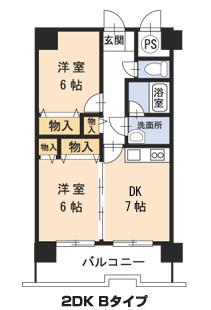 グランビュー東和・安曇野(2DK/4階)の間取り写真