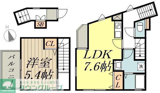 カグアス高円寺(1LDK/2階)の間取り写真