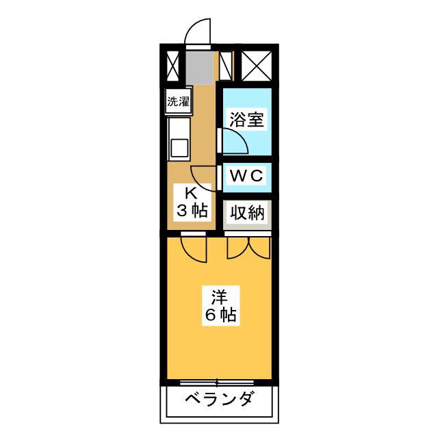 ソレイユ光が丘(1K/2階)の間取り写真
