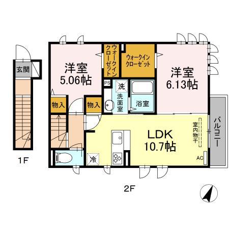 LELIEN(2LDK/2階)の間取り写真