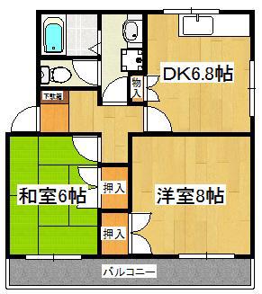 ハイツ・ザ・コスモス(2DK/3階)の間取り写真