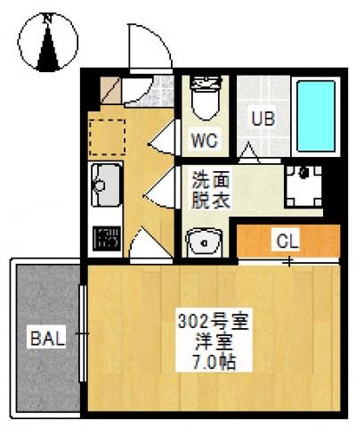 REGALEST 学南町(1K/3階)の間取り写真