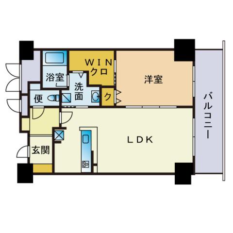 天神プレイス イースト棟(1LDK/9階)の間取り写真