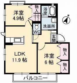 ラポール(2LDK/2階)の間取り写真