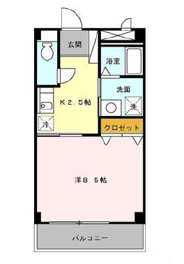 ヴィルドミール(1DK/2階)の間取り写真