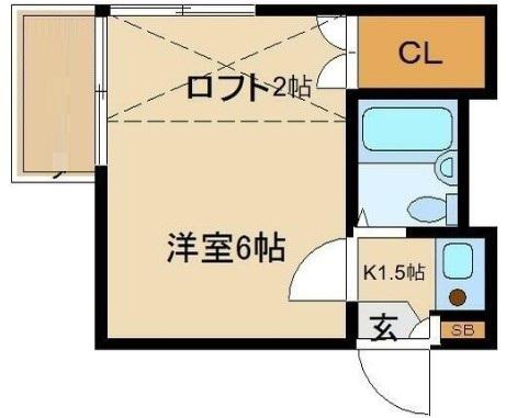 スプリングハウス(1K/2階)の間取り写真