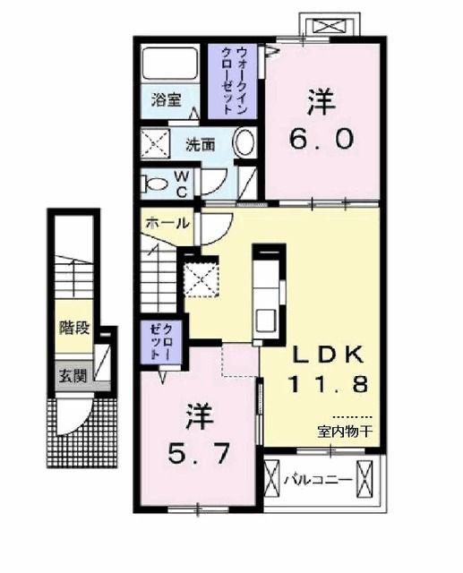 グランハ-モニ-(2LDK/2階)の間取り写真