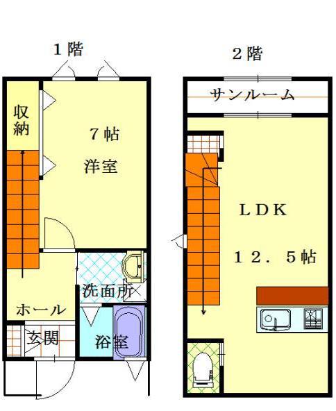 エルウッド22 A棟(1LDK/1階)の間取り写真