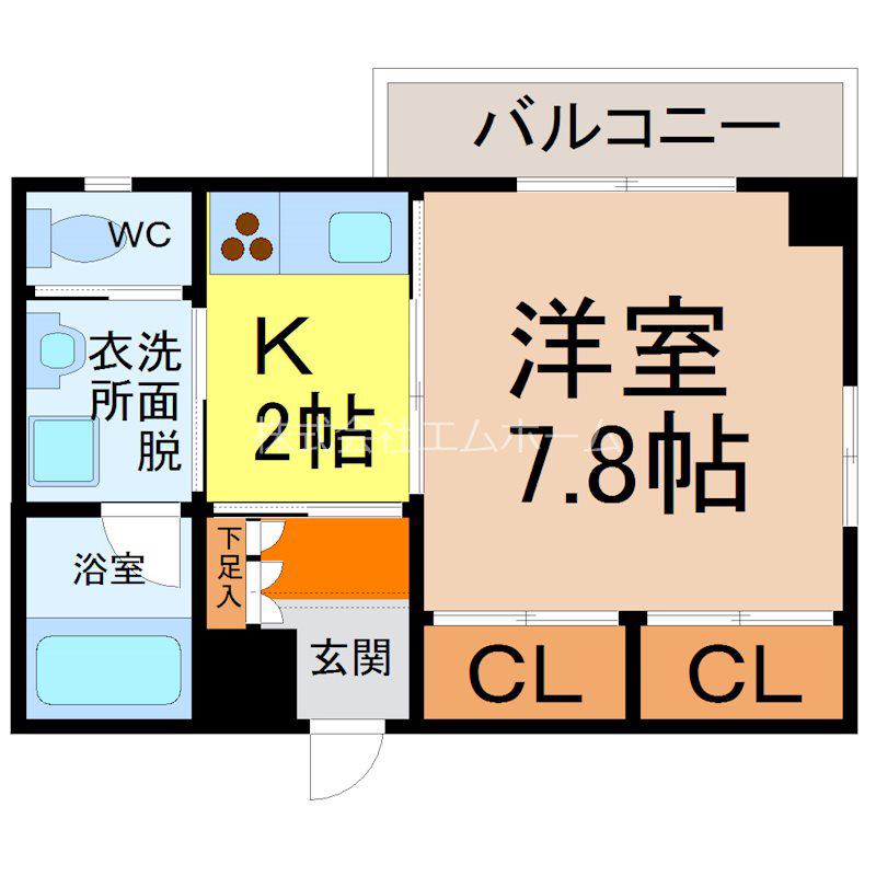 アーバンウエストみなみ(1K/2階)の間取り写真
