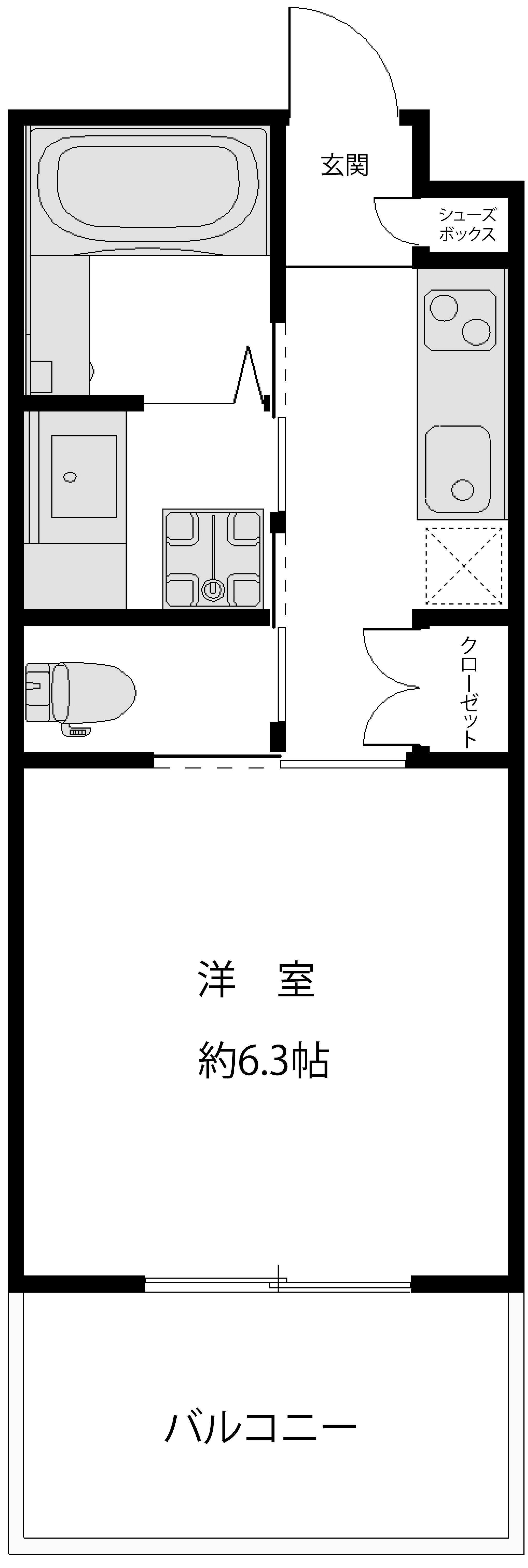 ルークス上星川(1K/2階)の間取り写真