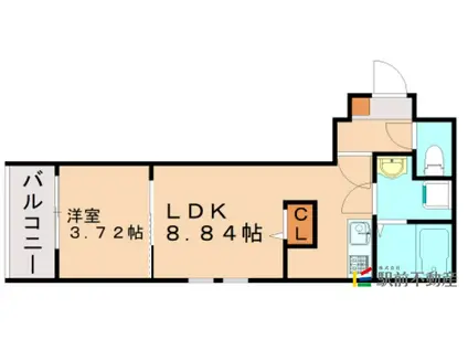 サクラメント久留米(1LDK/1階)の間取り写真