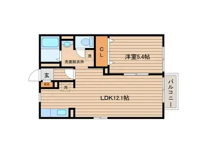 ヴェルドミール川平(1LDK/1階)の間取り写真