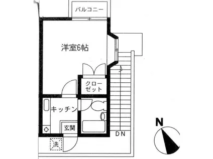 ハウスピアヤマモト(1K/2階)の間取り写真