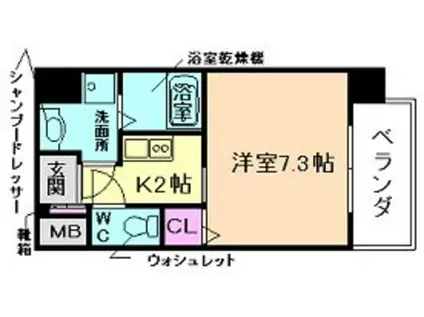 CASSIA福島駅前(1K/3階)の間取り写真